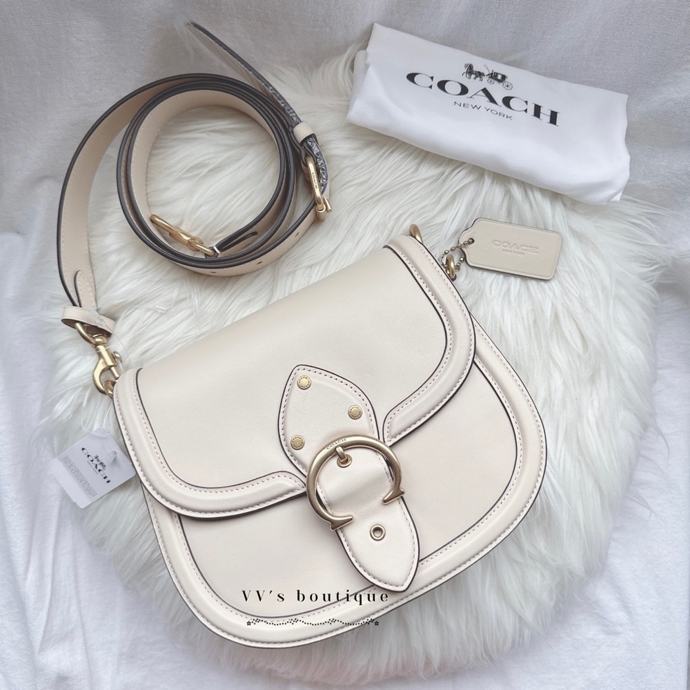 NWT Coach Beat Saddle Bag Ivory Leather C0749 RARE FIND